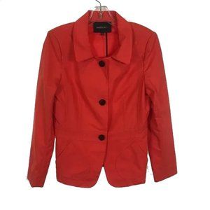 Womens Size 10 Lafayette 148 New York Red Orange Three-Button Collared Jacket